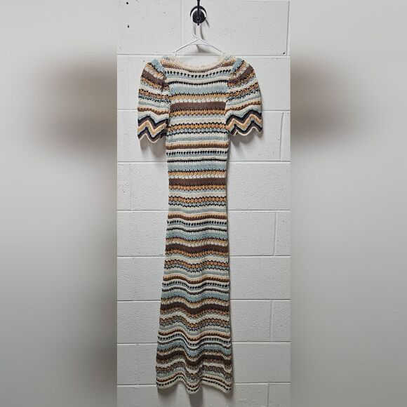 Zara LONG STRIPED KNIT DRESS - Picture 2 of 5